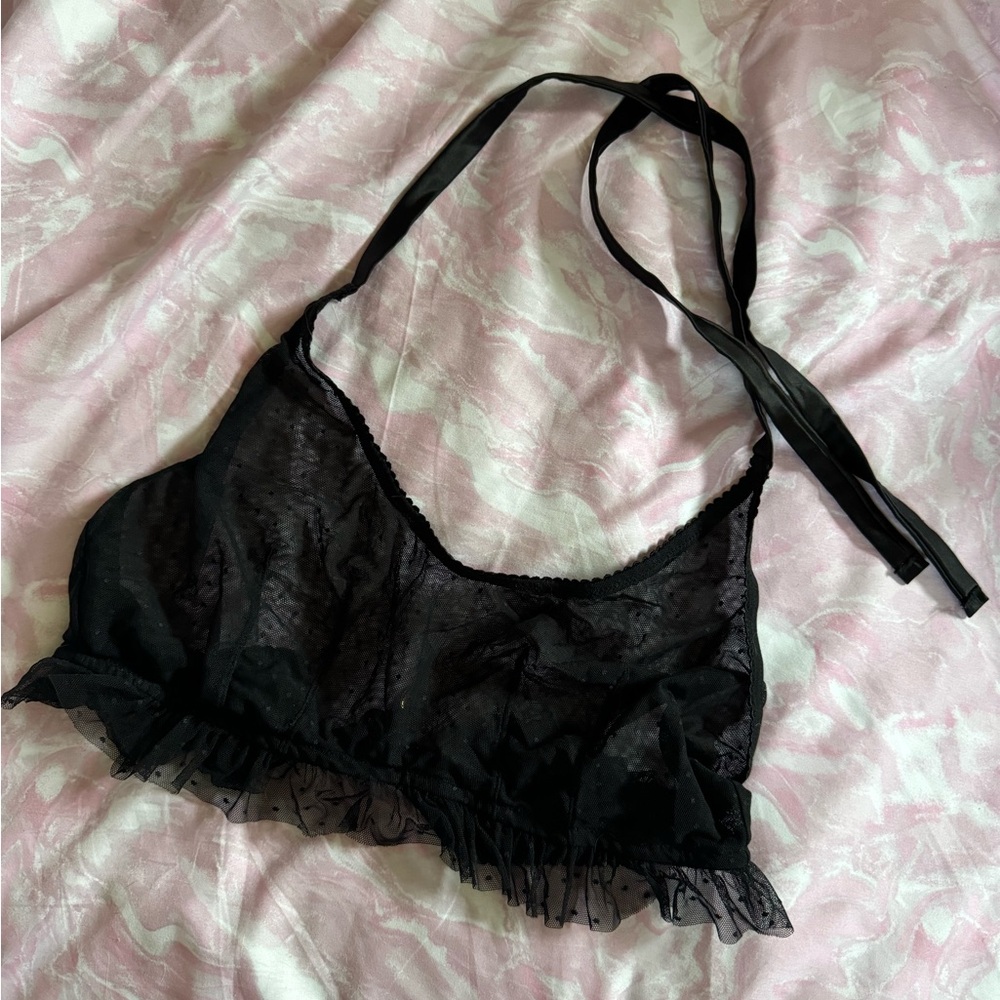 Savage X Fenty Dotted Mesh Halter Crop Cami